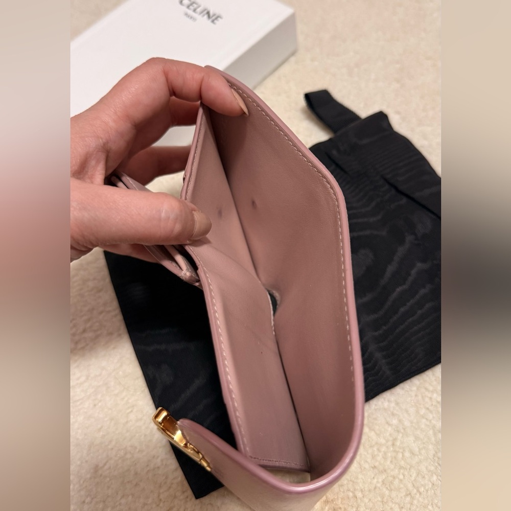 [CELINE] PINK TRIOMPHE WALLET with Gold Accent - Picture 6 of 10